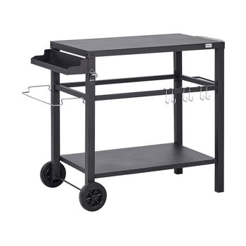 Carrito De Cocina De Jardín Con Ruedas Carrito De Servicio Exterior Negro Staletti - Negro