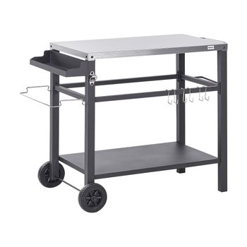 Carrito De Cocina De Jardín Con Ruedas Carrito De Servicio Exterior Encimera De Acero Inoxidable Negro Spiazzi - Negro