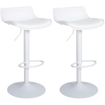 Clp Set De 2 Taburetes De Bar Aveiro En Polipiel Plástico Blanco 44x43x Cm