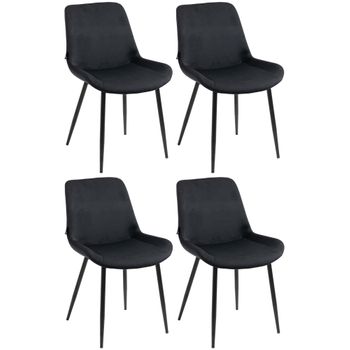 Clp Pack De 4 Sillas De Comedor Victoria En Terciopelo Negro 60x51x80 Cm