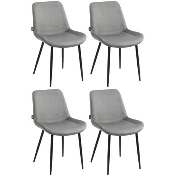 Clp Pack De 4 Sillas De Comedor Victoria En Terciopelo Gris 60x51x80 Cm