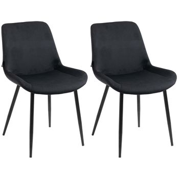 Clp Set De 2 Sillas De Comedor Victoria En Terciopelo Negro 60x51x80 Cm