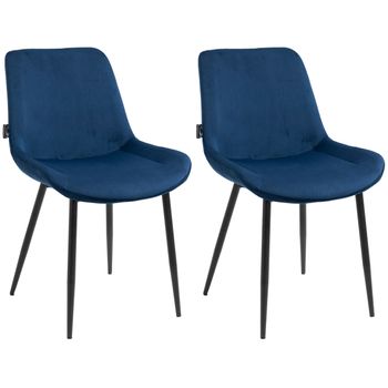 Clp Set De 2 Sillas De Comedor Victoria En Terciopelo Azul 60x51x80 Cm