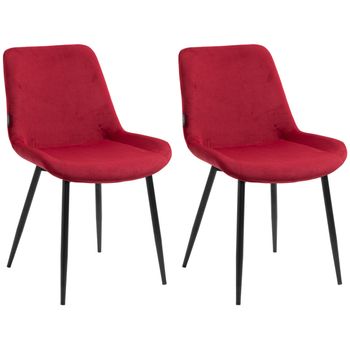 Clp Set De 2 Sillas De Comedor Victoria En Terciopelo Rojo 60x51x80 Cm