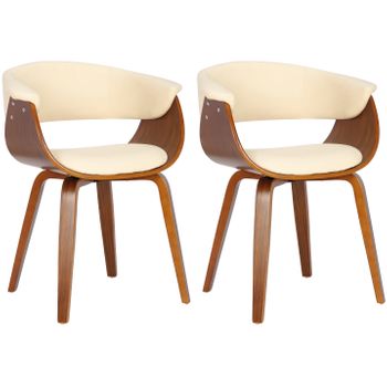 Clp Set De 2 Sillas De Comedor Bruce Madera Crema 55x60x75 Cm