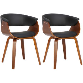 Clp Set De 2 Sillas De Comedor Bruce Madera Negro 55x60x75 Cm