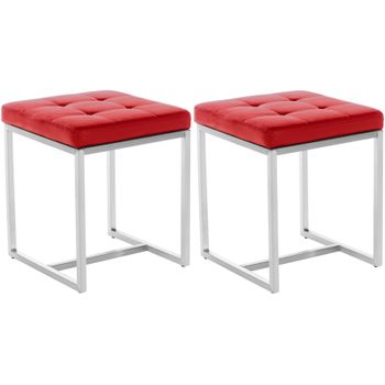 Clp Set De 2 Taburetes Barci En Polipiel Simil Cuero Rojo 40x40x Cm