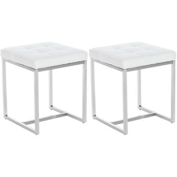 Clp Set De 2 Taburetes Barci En Polipiel Simil Cuero Blanco 40x40x Cm