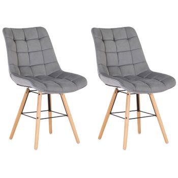 Clp Set De 2 Sillas De Comedor Leni En Terciopelo Gris 60x46x82 Cm