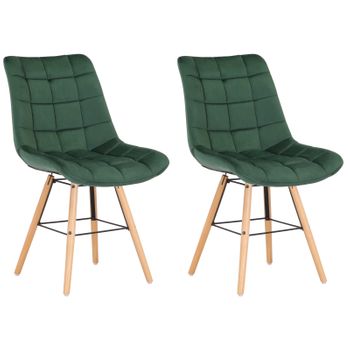 Clp Set De 2 Sillas De Comedor Leni En Terciopelo Verde 60x46x82 Cm