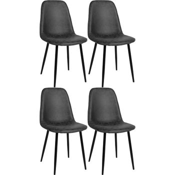 Clp Juego De 4 Sillas De Comedor Napier Simil Cuero Negro 51x44x88 Cm