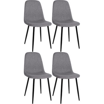 Clp Juego De 4 Sillas De Comedor Napier Tela Gris 51x44x88 Cm