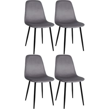 Clp Juego De 4 Sillas De Comedor Napier Terciopelo Gris Oscuro 51x44x88 Cm