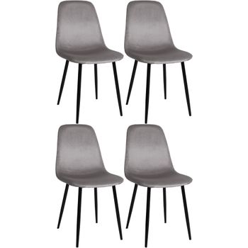 Clp Juego De 4 Sillas De Comedor Napier Terciopelo Gris 51x44x88 Cm