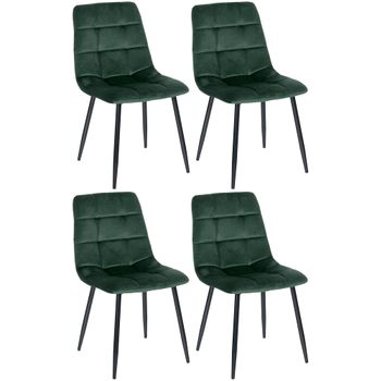 Clp Pack De 4 Sillas De Salón Antibes Terciopelo Verde 55x45x84 Cm