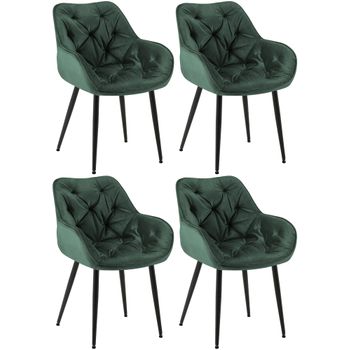 Clp Set De 4 Sillas Tanna De Salón En Terciopelo Verde 62x58x83 Cm