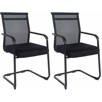 Clp Set De 2 Sillas Cantiléver Denny Tela Negro 51x55x95 Cm