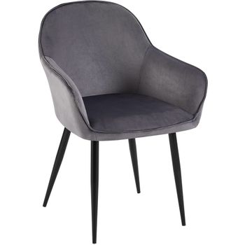 Clp Silla De Comedor Boise En Terciopelo Gris Oscuro 60x60x84 Cm