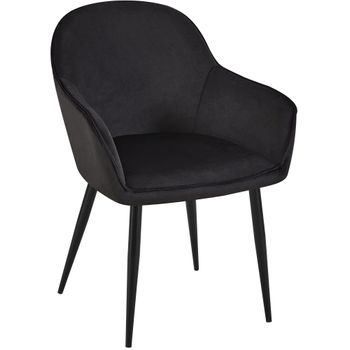 Clp Silla De Comedor Boise En Terciopelo Negro 60x60x84 Cm