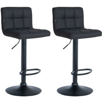 Clp Set De 2 Taburetes De Bar Feni En Polipiel Simil Cuero Negro 40x40x85 Cm