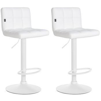 Clp Set De 2 Taburetes De Bar Feni En Polipiel Simil Cuero Blanco 40x40x85 Cm