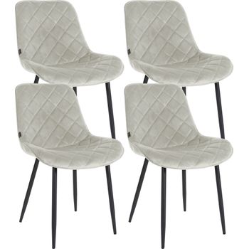 Clp Set De 4 Sillas De Comedor Springs En Terciopelo Crema 60x53x82 Cm