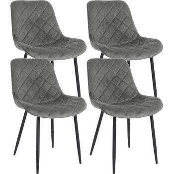 Clp Set De 4 Sillas De Comedor Springs En Terciopelo Gris 60x53x82 Cm