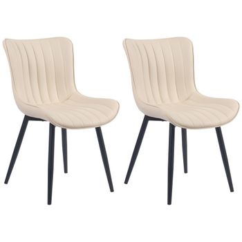 Clp Set De 2 Sillas De Comedor Largo En Terciopelo O Polipiel Simil Cuero Crema 61x50x81 Cm