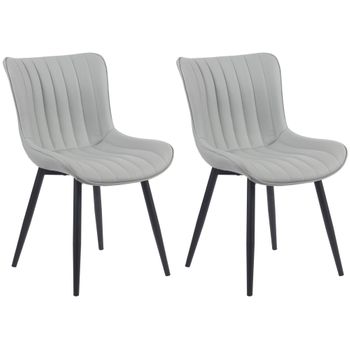 Clp Set De 2 Sillas De Comedor Largo En Terciopelo O Polipiel Simil Cuero Gris 61x50x81 Cm