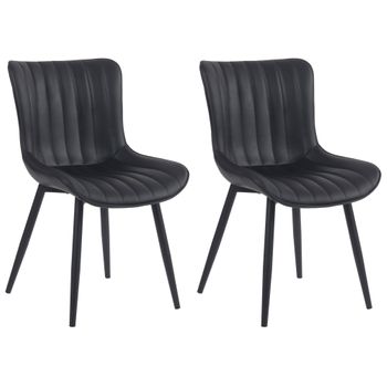 Clp Set De 2 Sillas De Comedor Largo En Terciopelo O Polipiel Simil Cuero Negro 61x50x81 Cm