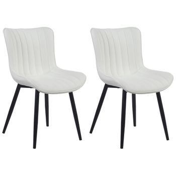 Clp Set De 2 Sillas De Comedor Largo En Terciopelo O Polipiel Simil Cuero Blanco 61x50x81 Cm