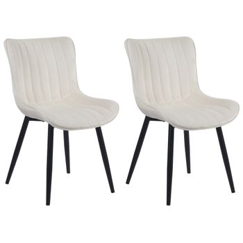 Clp Set De 2 Sillas De Comedor Largo En Terciopelo O Polipiel Crema 61x50x81 Cm