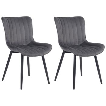 Clp Set De 2 Sillas De Comedor Largo En Terciopelo O Polipiel Gris Oscuro 61x50x81 Cm