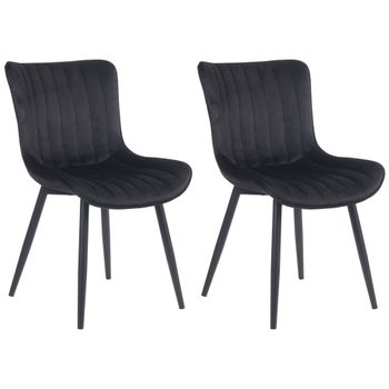 Clp Set De 2 Sillas De Comedor Largo En Terciopelo O Polipiel Negro 61x50x81 Cm