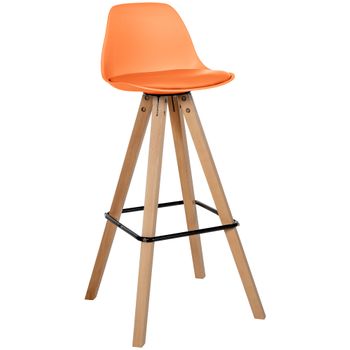 Clp Taburete De Bar Corbin De Polipiel Con Base De 4 Patas Cuadradas Simil Cuero Naranja 44x38x99 Cm