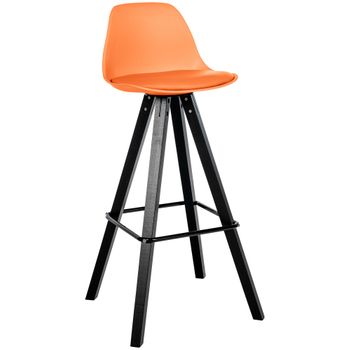 Clp Taburete De Bar Corbin De Polipiel Con Base De 4 Patas Cuadradas Simil Cuero Naranja 44x38x99 Cm