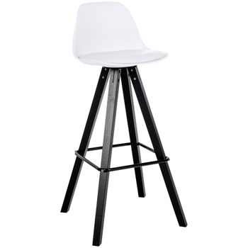 Clp Taburete De Bar Corbin De Polipiel Con Base De 4 Patas Cuadradas Simil Cuero Blanco 44x38x99 Cm