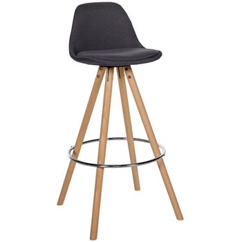 Clp Taburete De Bar Corbin De Tela Con Base De 4 Patas Redondas Gris Oscuro 44x38x99 Cm