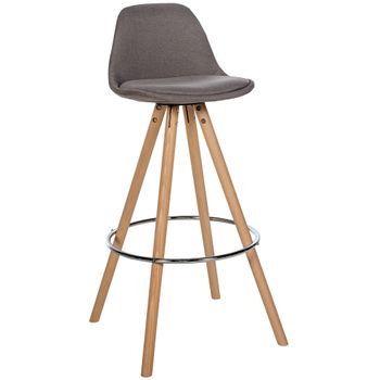 Clp Taburete De Bar Corbin De Tela Con Base De 4 Patas Redondas Gris Topo 44x38x99 Cm