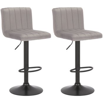 Clp Set De 2 Taburetes De Bar Jamie En Terciopelo Gris 50x40x85 Cm