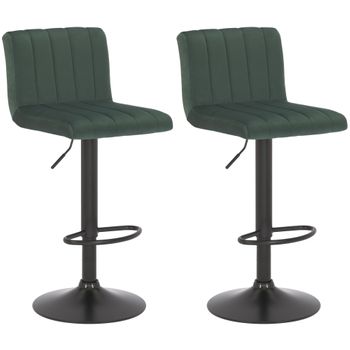 Clp Set De 2 Taburetes De Bar Jamie En Terciopelo Verde 50x40x85 Cm