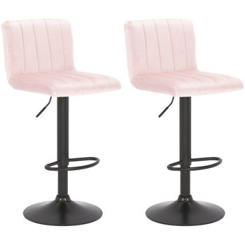 Clp Set De 2 Taburetes De Bar Jamie En Terciopelo Rosado 50x40x85 Cm