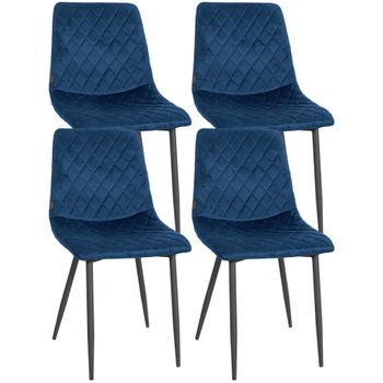 Clp Set De 4 Sillas De Comedor Telde En Terciopelo Azul 57x45x83 Cm