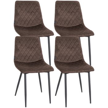 Clp Set De 4 Sillas De Comedor Telde En Terciopelo Marrón 57x45x83 Cm