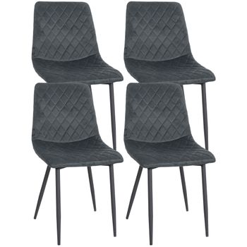 Clp Set De 4 Sillas De Comedor Telde En Terciopelo Gris Oscuro 57x45x83 Cm