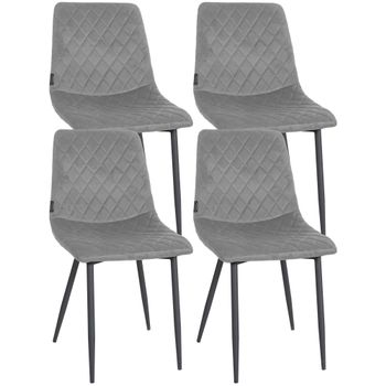 Clp Set De 4 Sillas De Comedor Telde En Terciopelo Gris 57x45x83 Cm