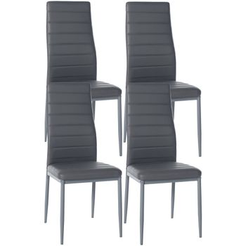 Clp Juego De 4 Sillas De Comedor Mayfair Simil Cuero Gris 40x41.5x99 Cm