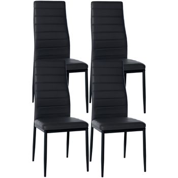 Clp Juego De 4 Sillas De Comedor Mayfair Simil Cuero Negro 40x41.5x99 Cm