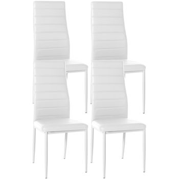 Clp Juego De 4 Sillas De Comedor Mayfair Simil Cuero Blanco 40x41.5x99 Cm