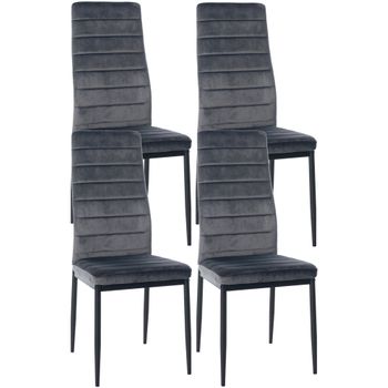 Clp Juego De 4 Sillas De Comedor Mayfair Terciopelo Gris 40x41.5x99 Cm